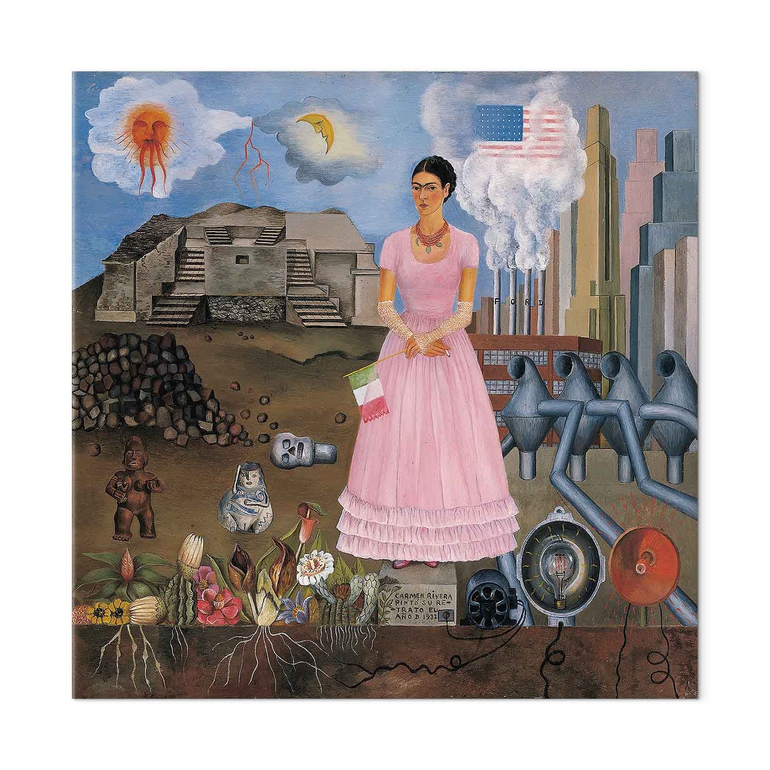 Frida Kahlo Self-Portrait Borderline Canvas Print