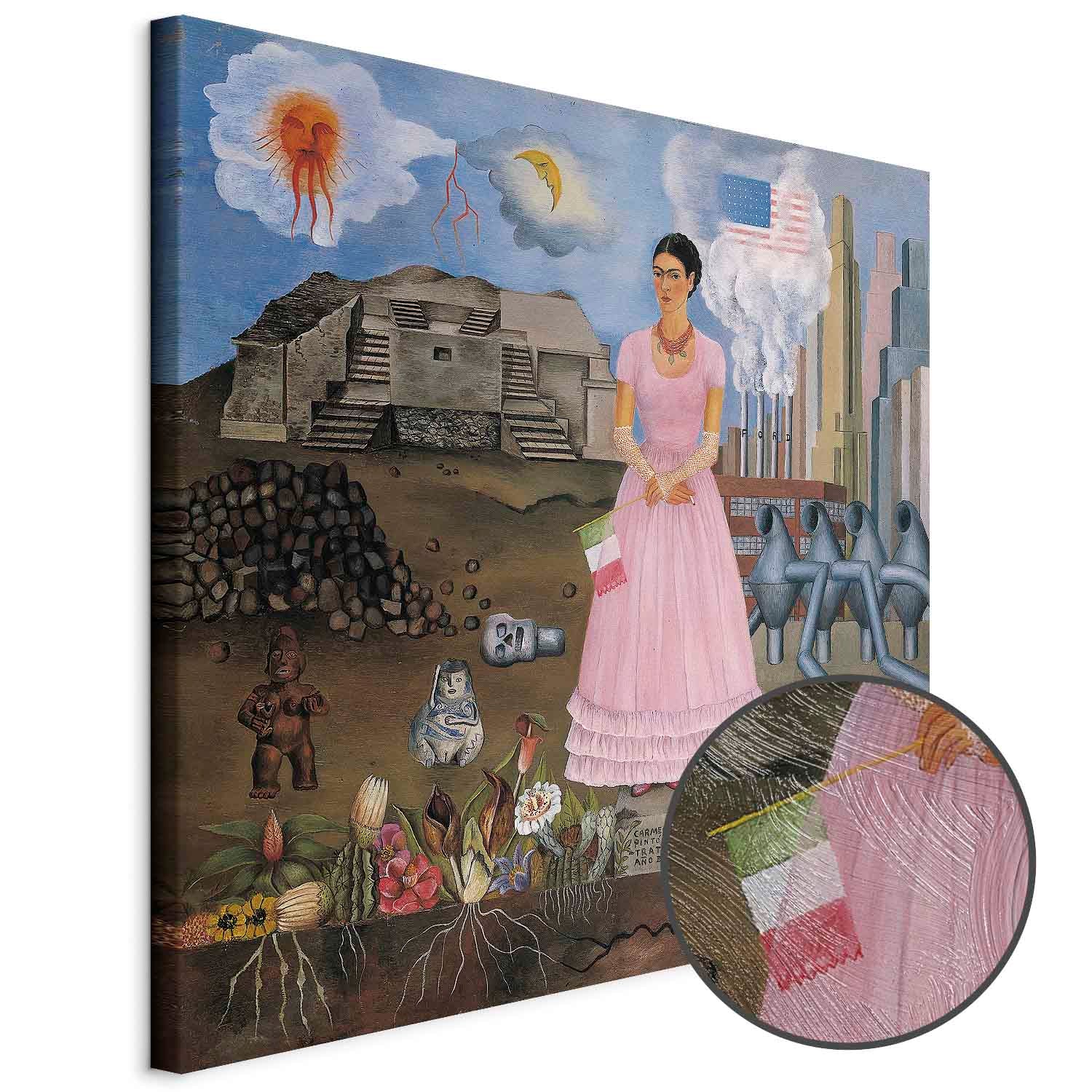 Frida Kahlo Self-Portrait Borderline Canvas Print