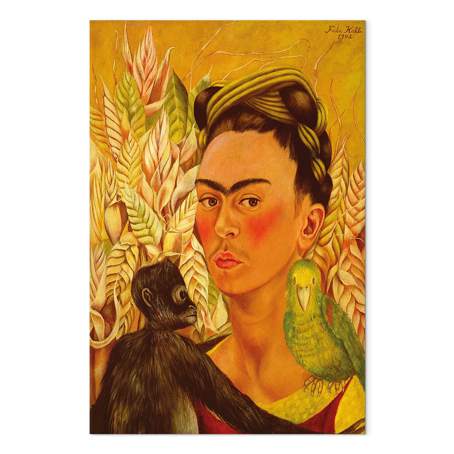 Frida Kahlo Self-Portrait with Monkey Canvas Print