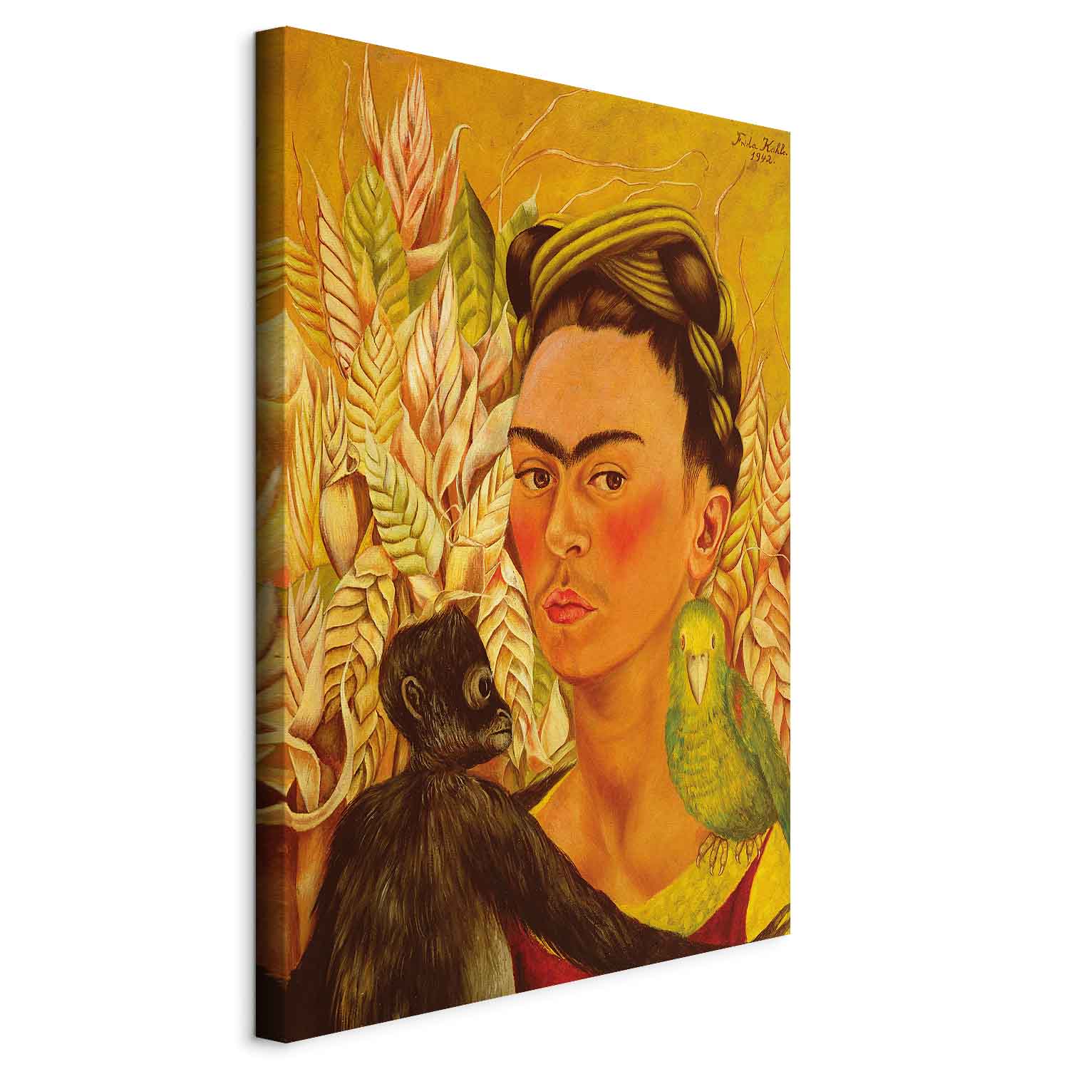 Frida Kahlo Self-Portrait with Monkey Canvas Print