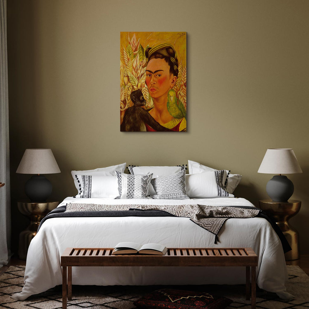 Frida Kahlo Self-Portrait with Monkey Canvas Print