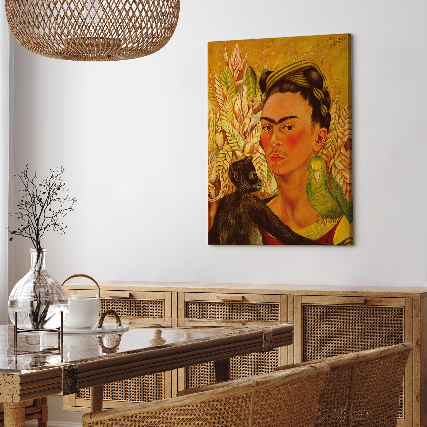 Frida Kahlo Self-Portrait with Monkey Canvas Print