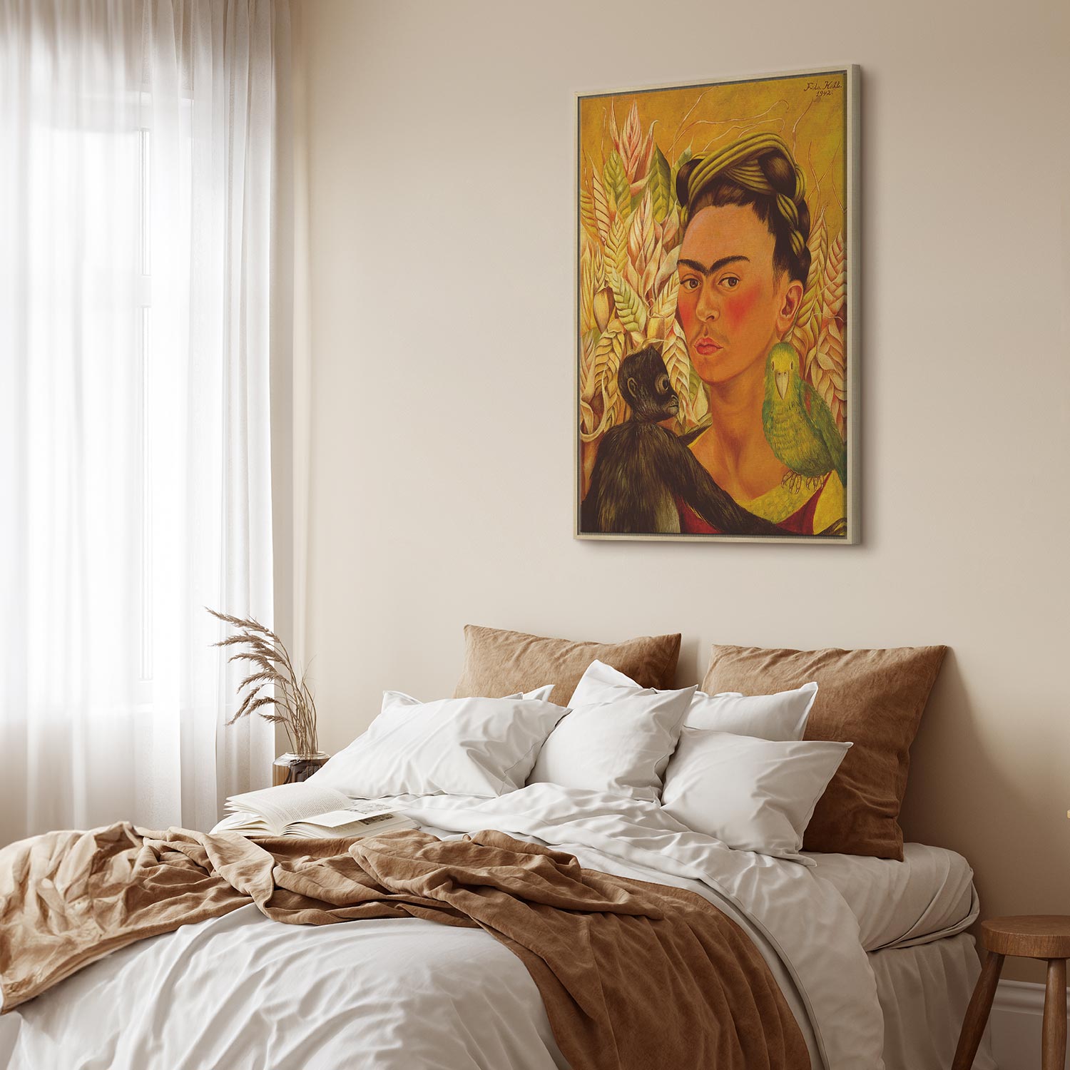 Frida Kahlo Self-Portrait with Monkey Canvas Print
