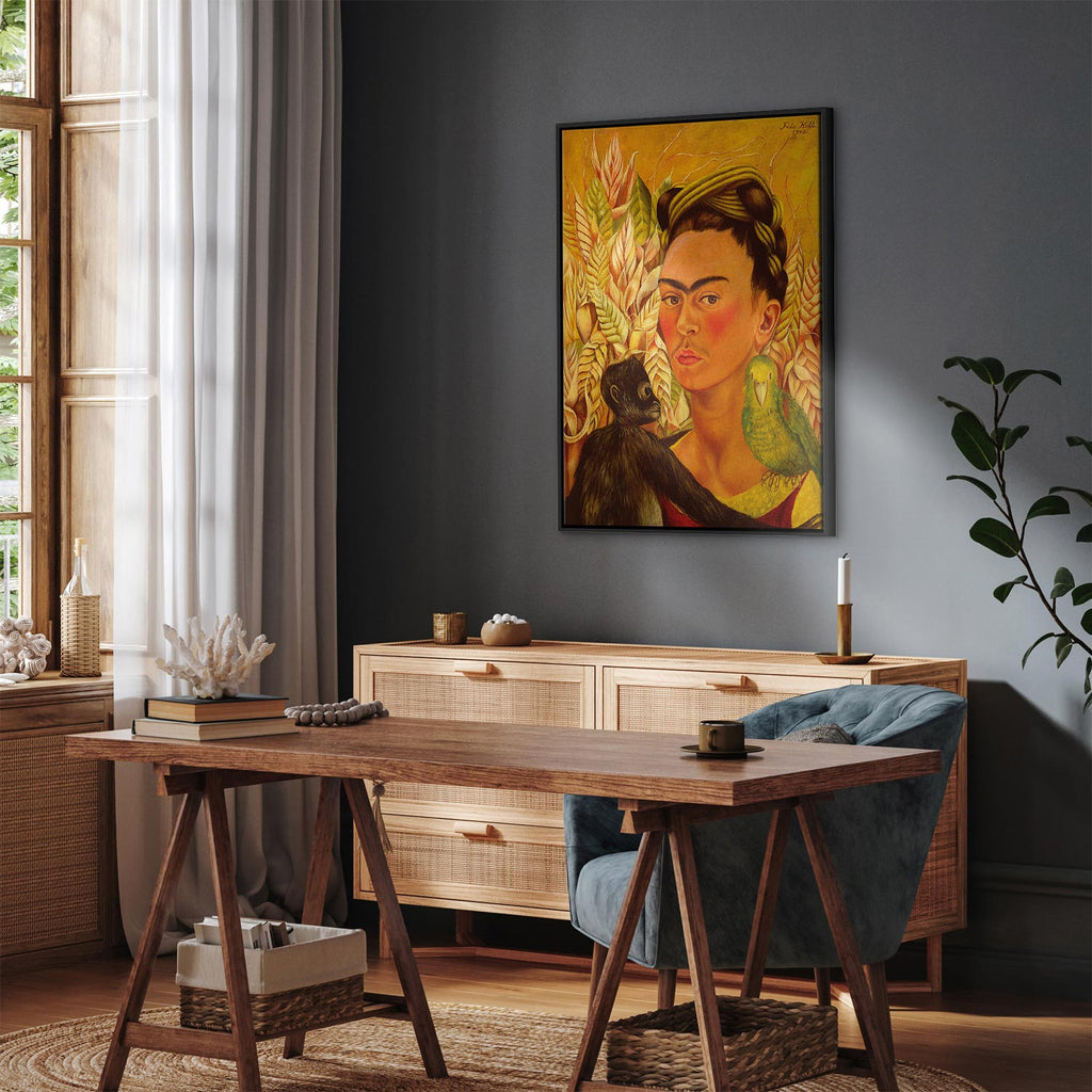 Frida Kahlo Self-Portrait with Monkey Canvas Print