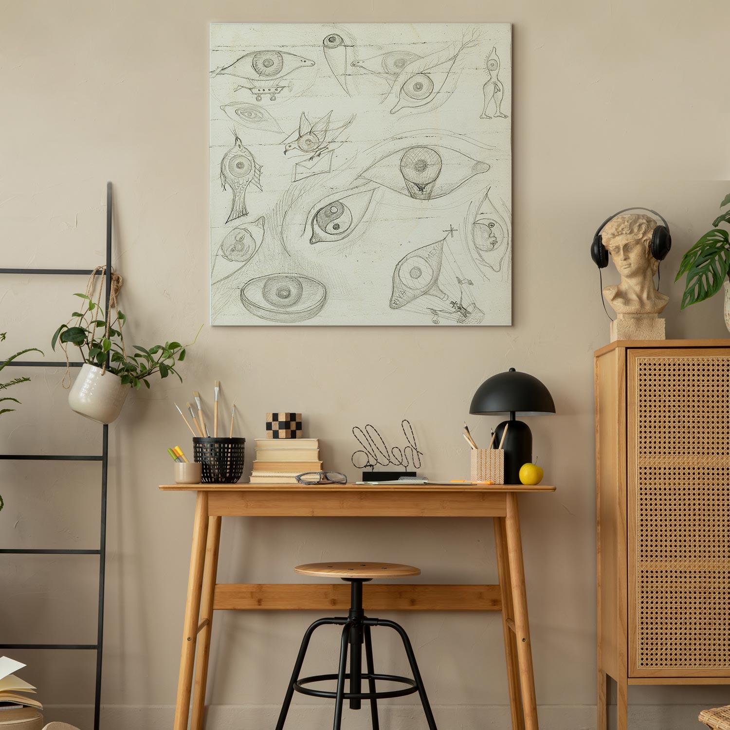 Frida Kahlo Eyes Sketch Canvas Print