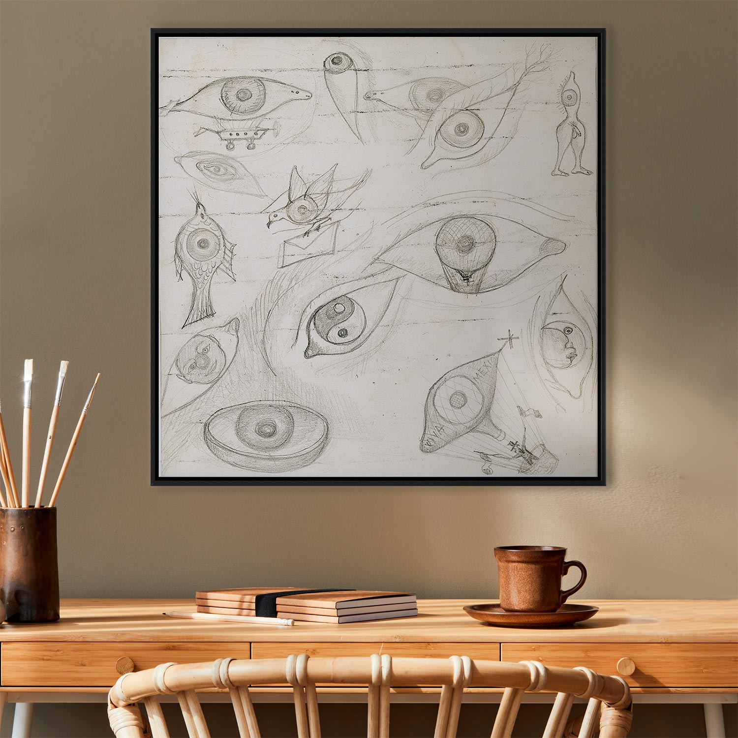 Frida Kahlo Eyes Sketch Canvas Print
