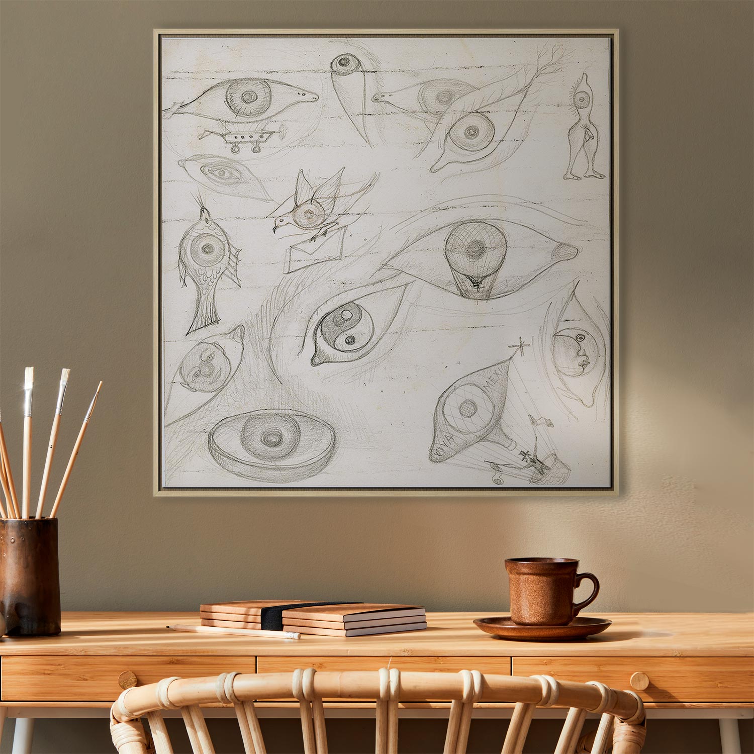Frida Kahlo Eyes Sketch Canvas Print