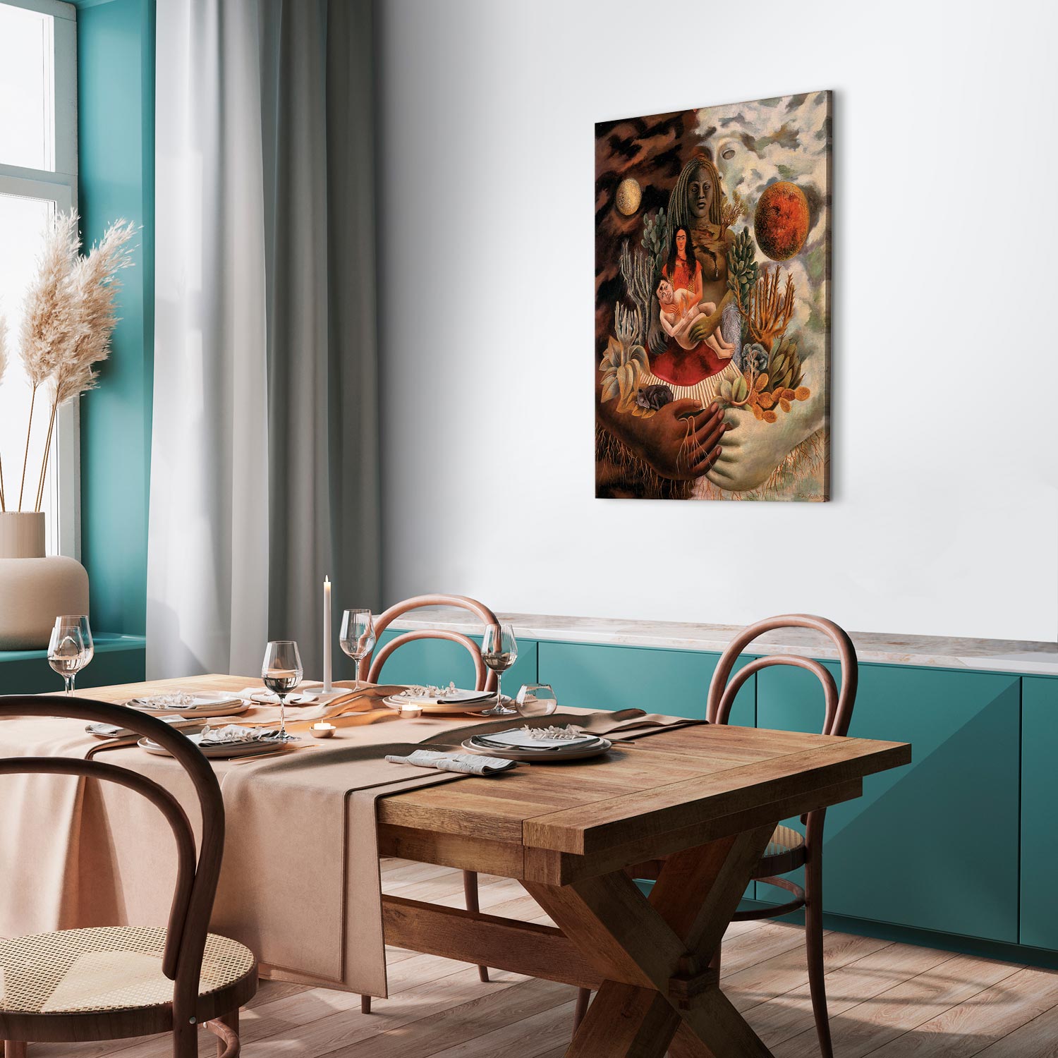 Frida Kahlo Love Embrace Multicolor Canvas Print