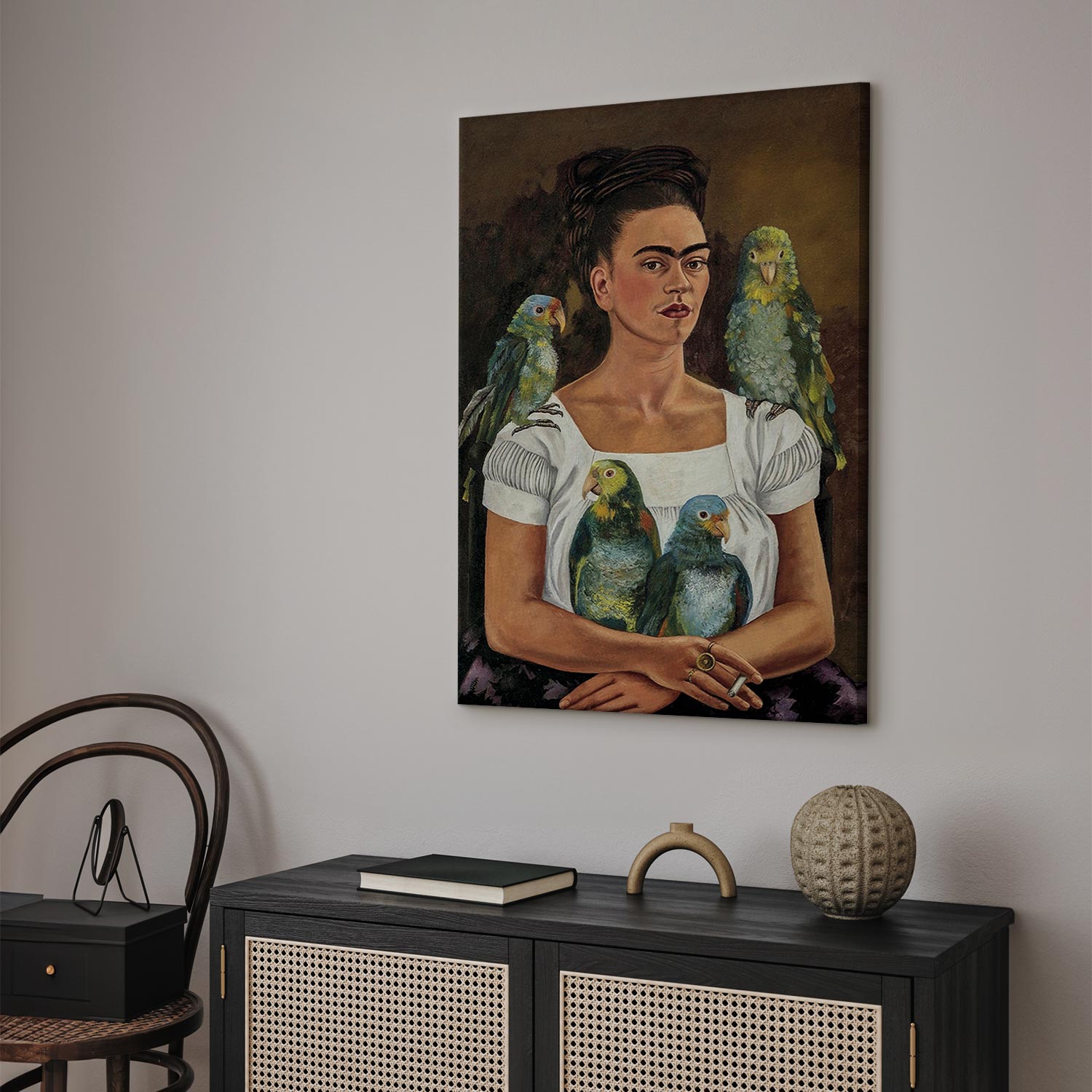 Frida Kahlo Me and My Parrots Classic Canvas Print