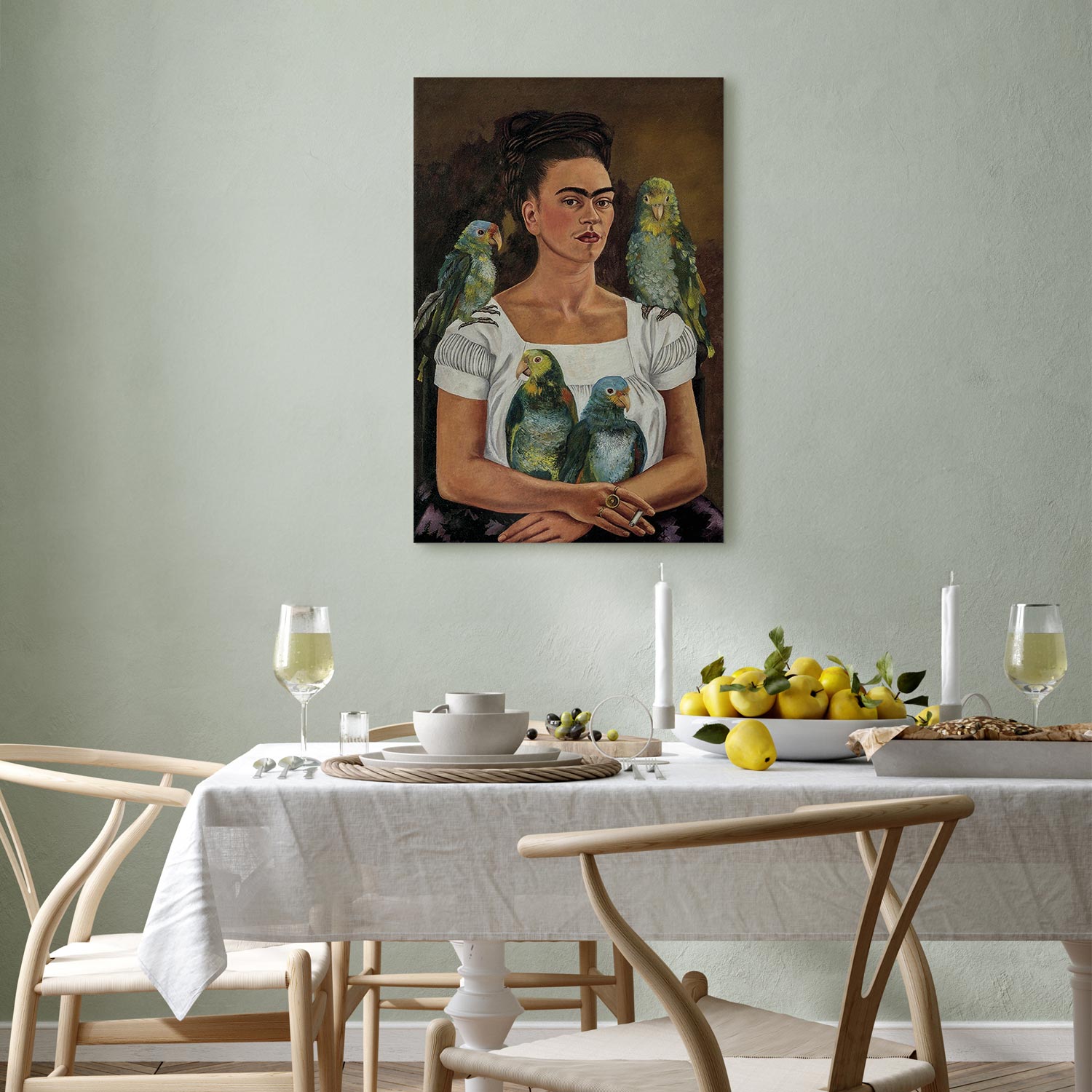 Frida Kahlo Me and My Parrots Classic Canvas Print