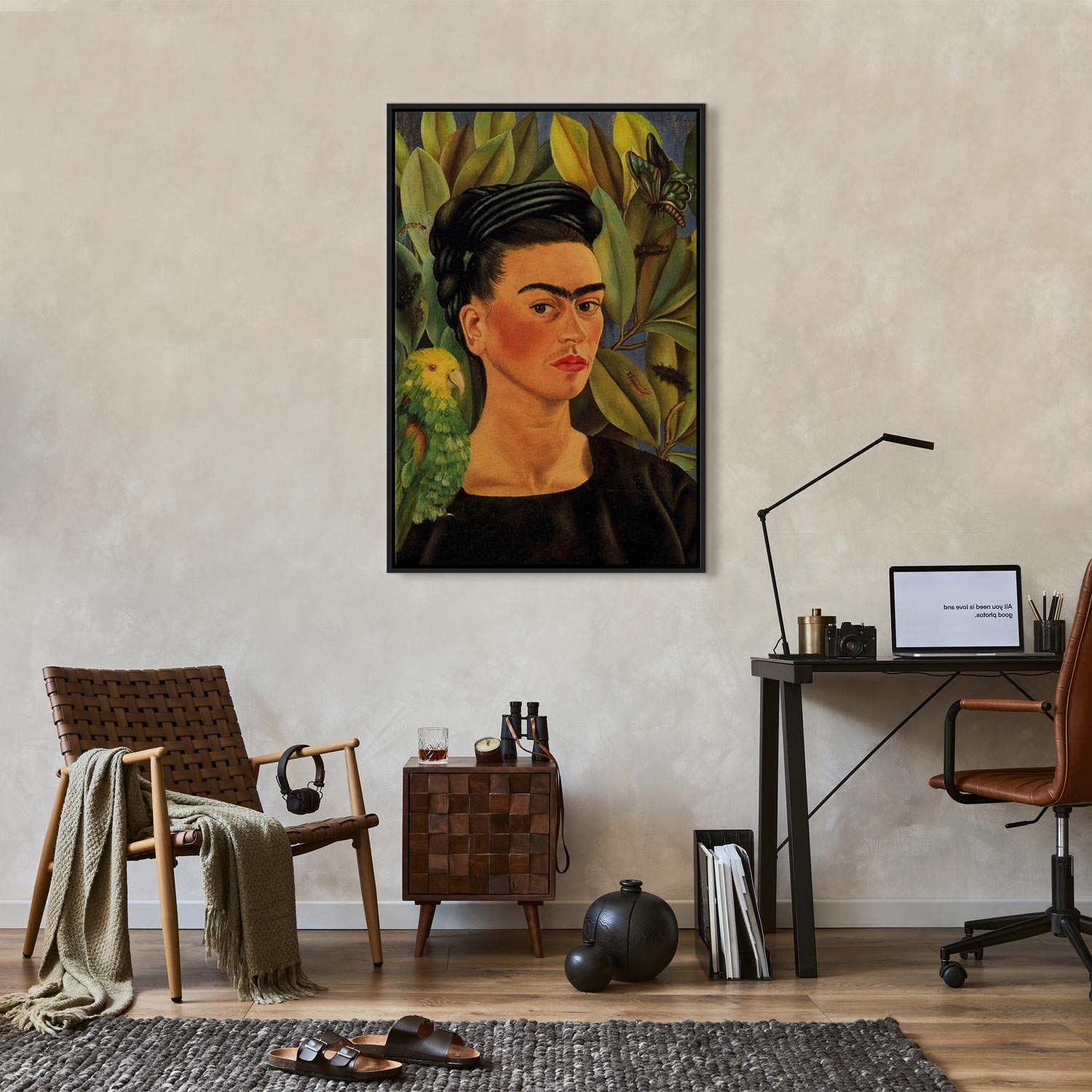 Frida Kahlo Self-Portrait with Bonito Classic Canvas Print