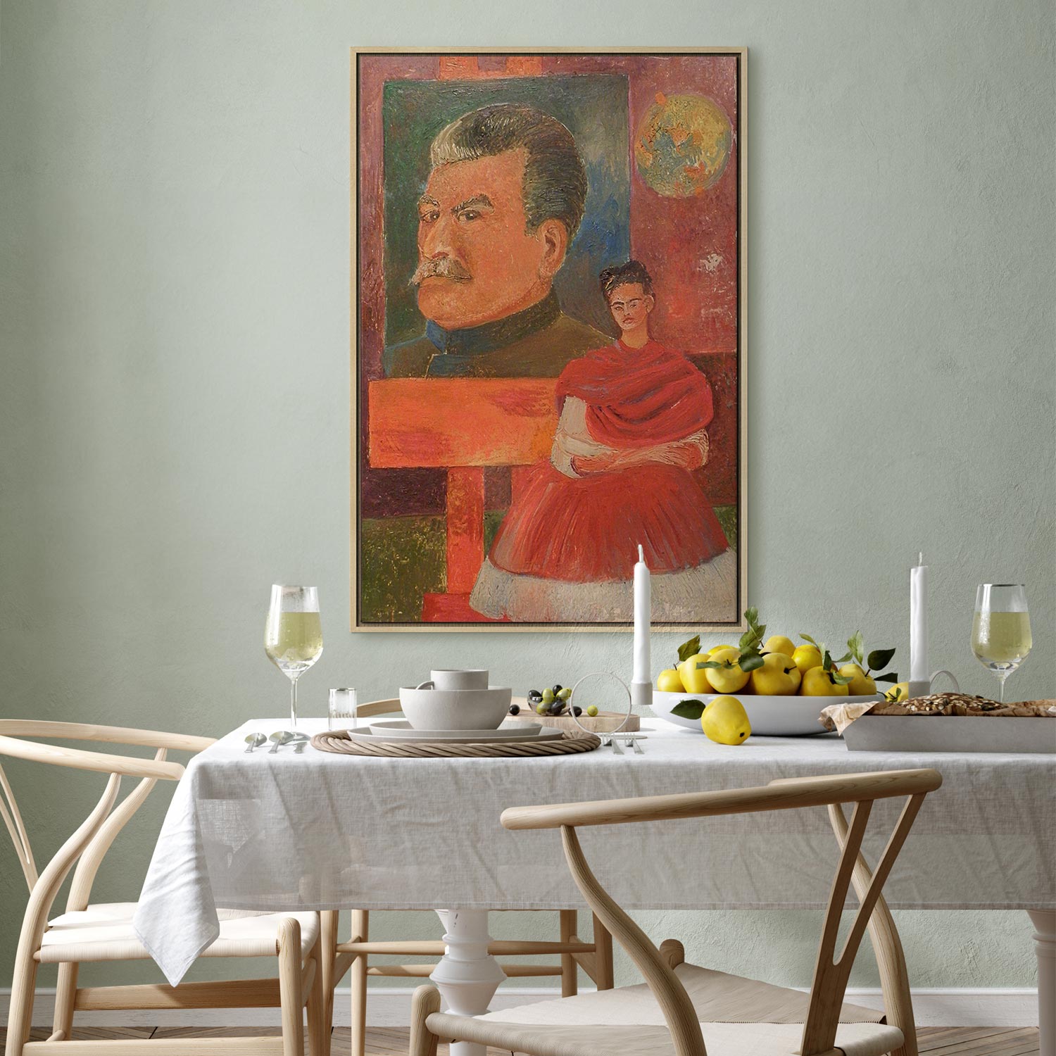 Frida Kahlo Self-Portrait with Stalin Classic Canvas Print