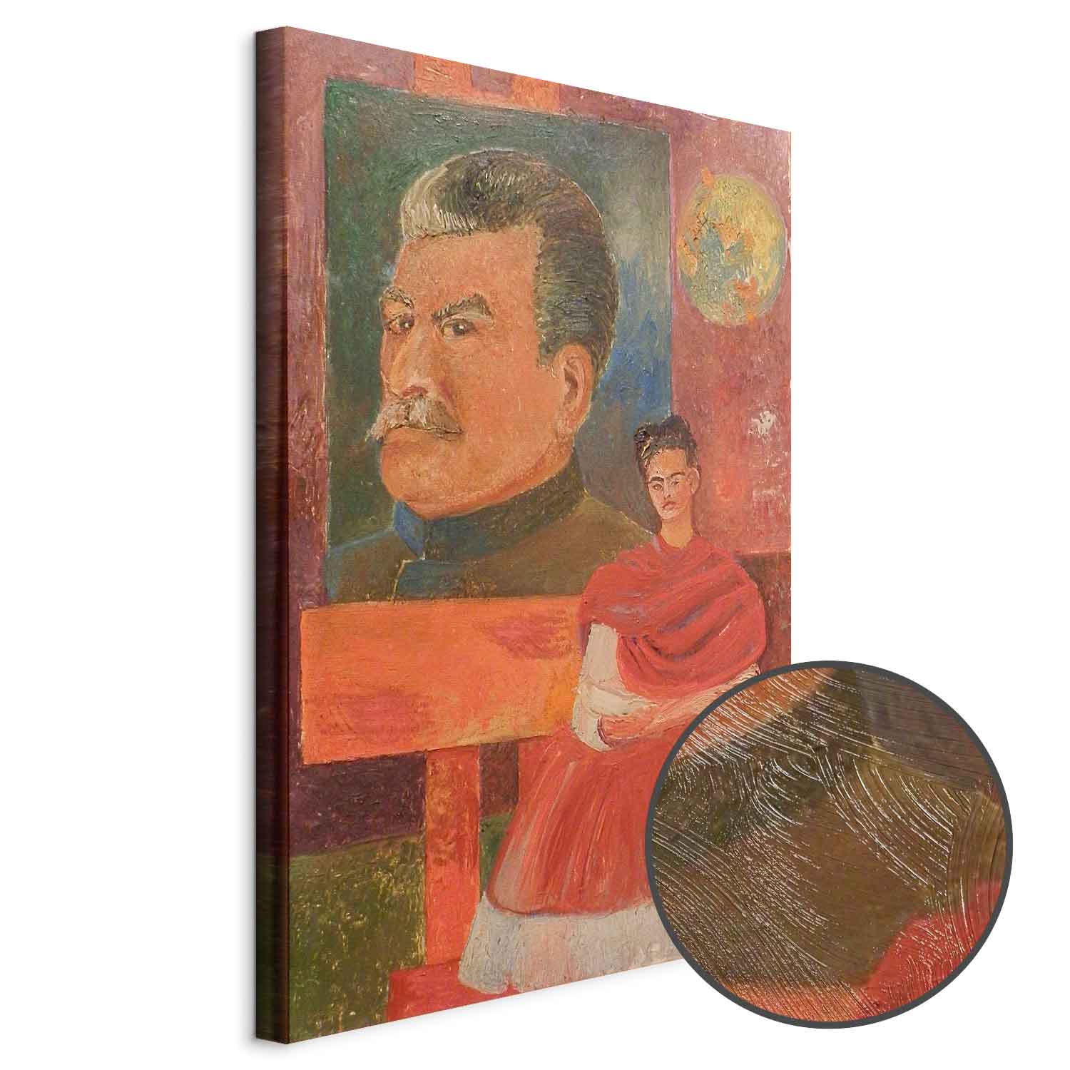 Frida Kahlo Self-Portrait with Stalin Classic Canvas Print