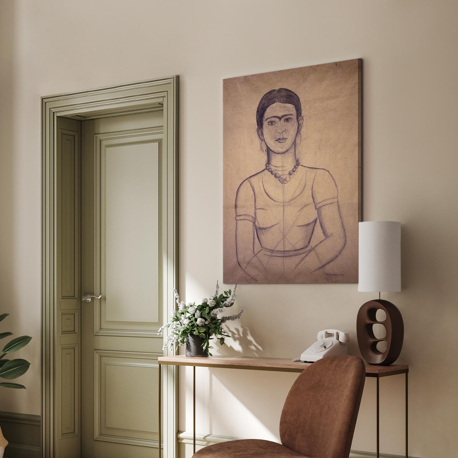 Frida Kahlo Self-Portrait 1929 Charcoal Canvas Print