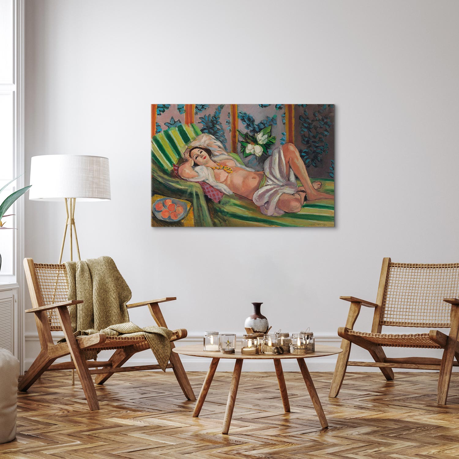 Reclining Odalisque Floral Classic Canvas Print