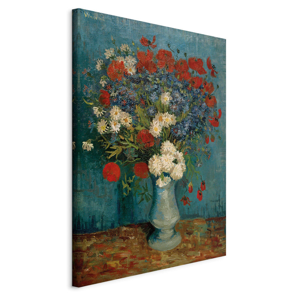 Canvas Print Vase With Cornflowers and Poppies