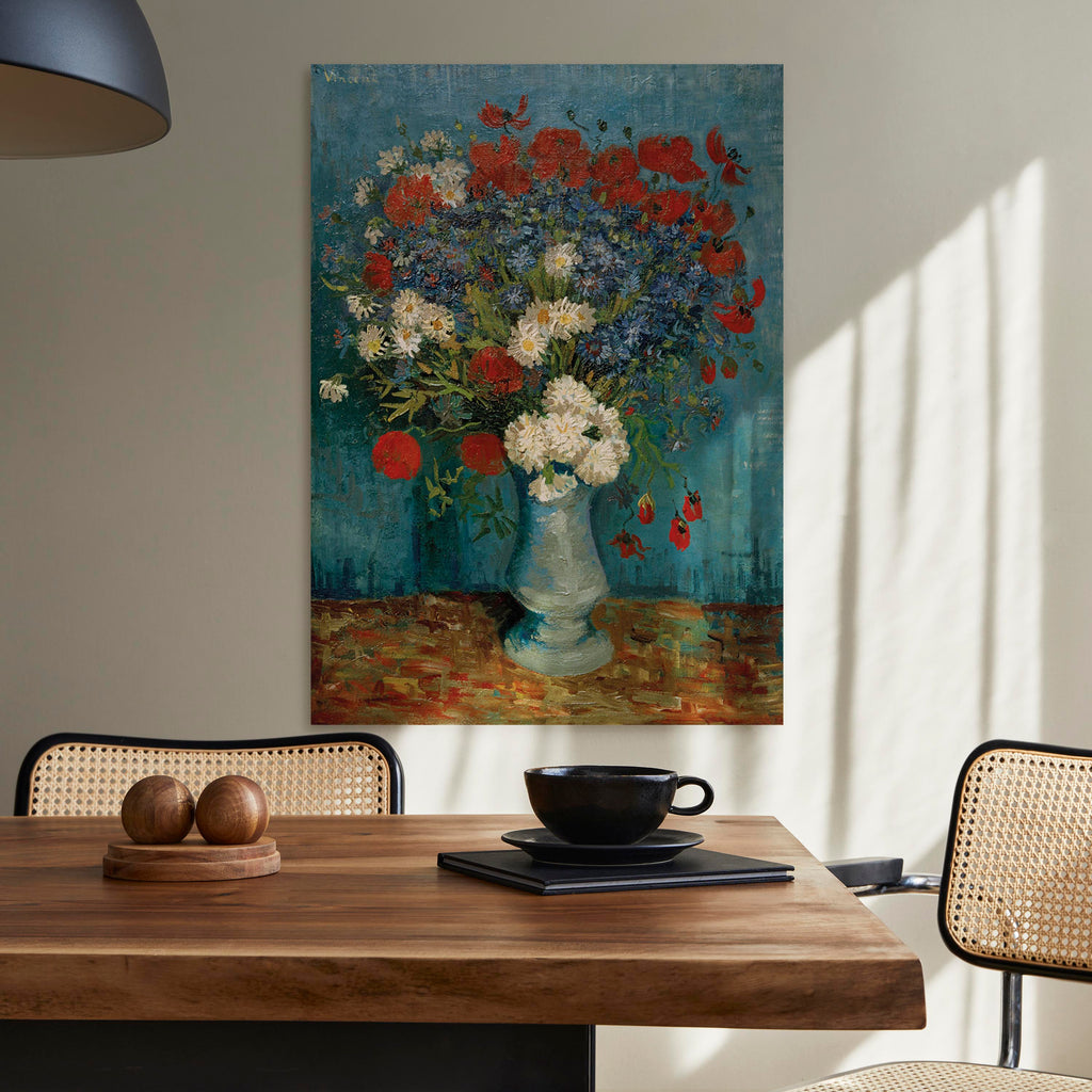 Canvas Print Vase With Cornflowers and Poppies