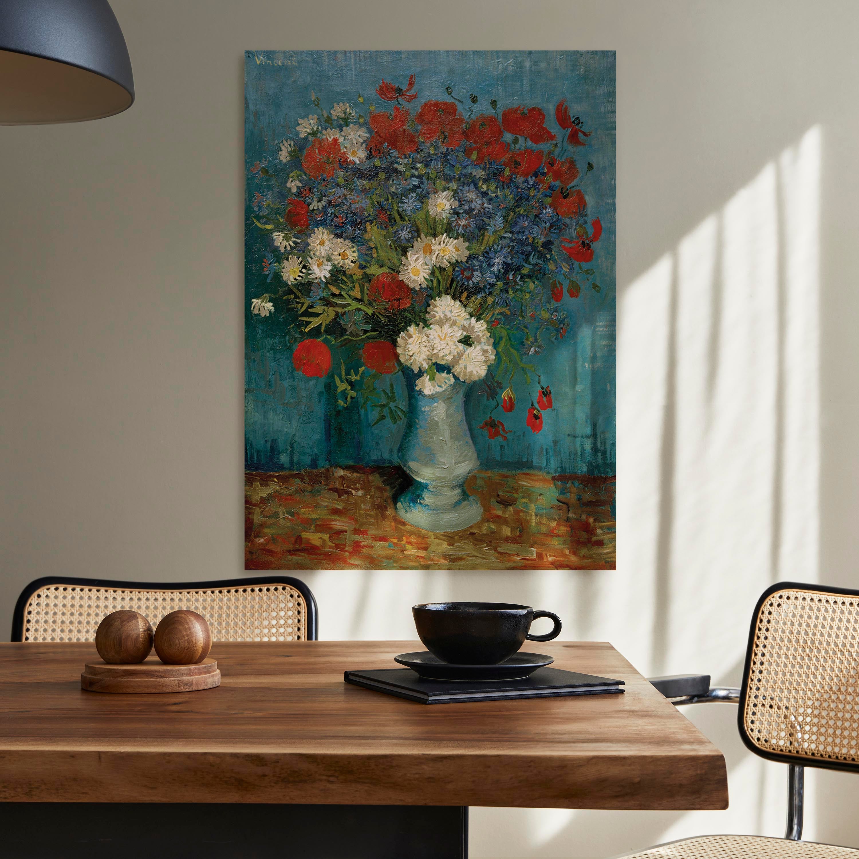 Canvas Print Vase With Cornflowers and Poppies