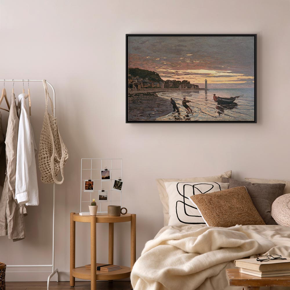 Leinwanddruck - Ein Boot an Land schleppen, Honfleur