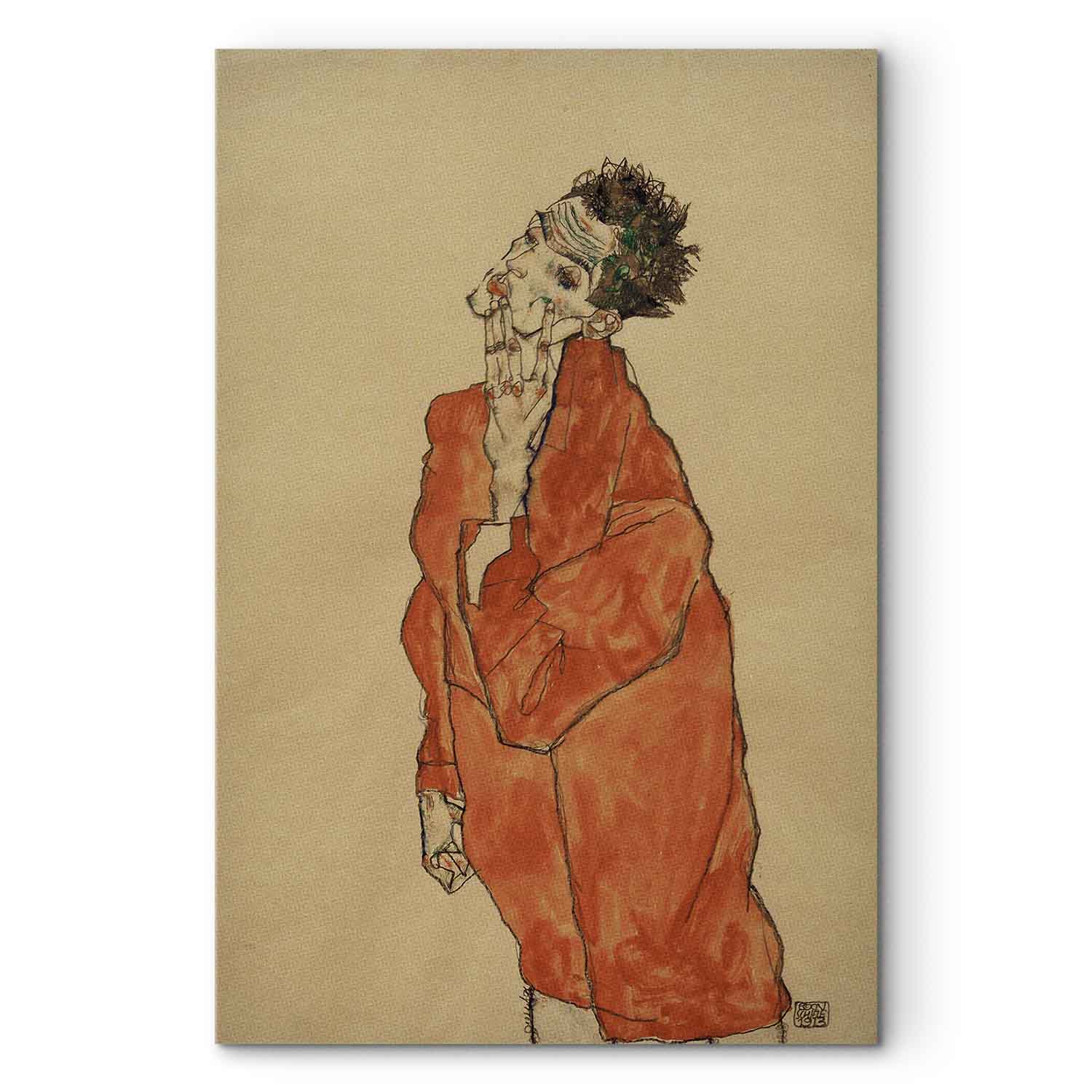Egon Schiele Self-Portrait Orange Jacket Canvas Print