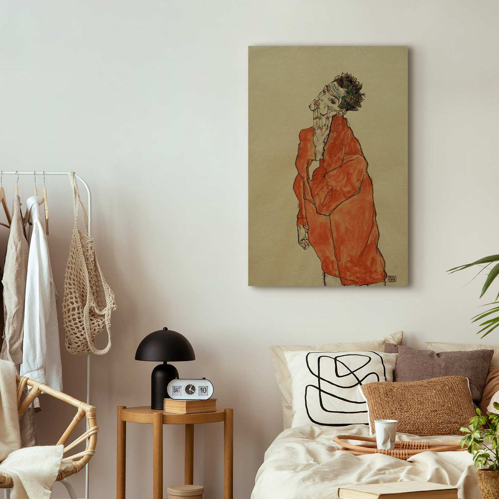 Egon Schiele Self-Portrait Orange Jacket Canvas Print