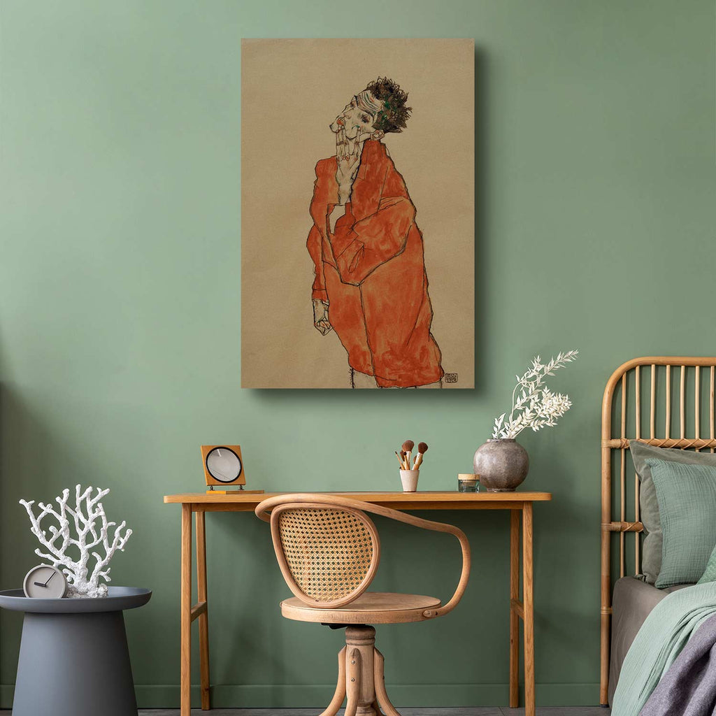 Egon Schiele Self-Portrait Orange Jacket Canvas Print