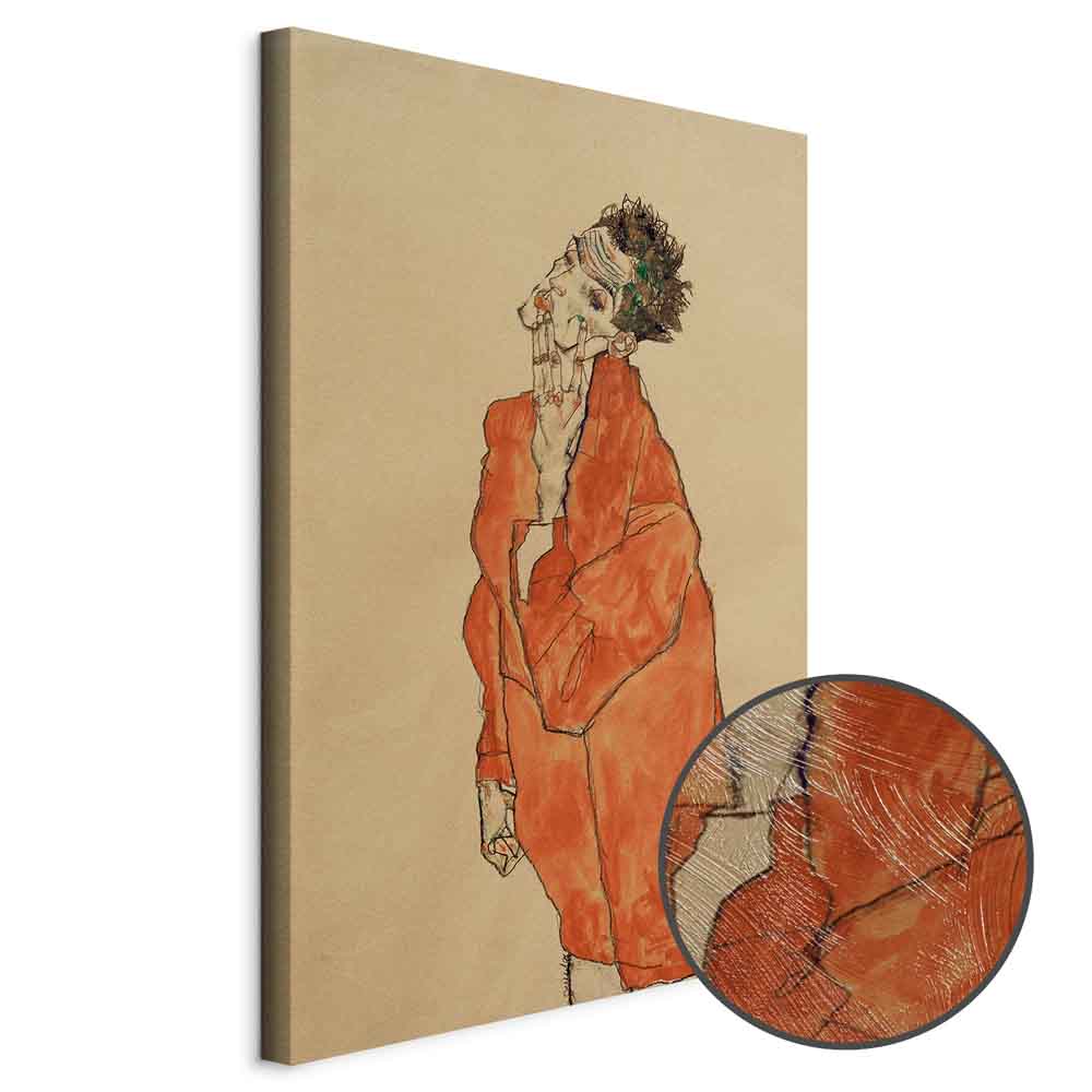 Egon Schiele Self-Portrait Orange Jacket Canvas Print