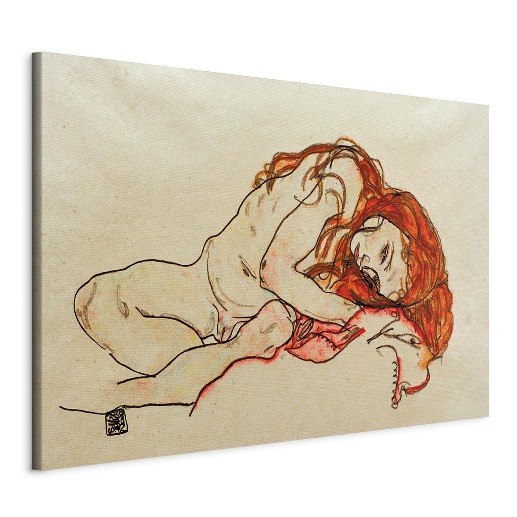 Canvas Print - Crouched Girl With Bowed Head