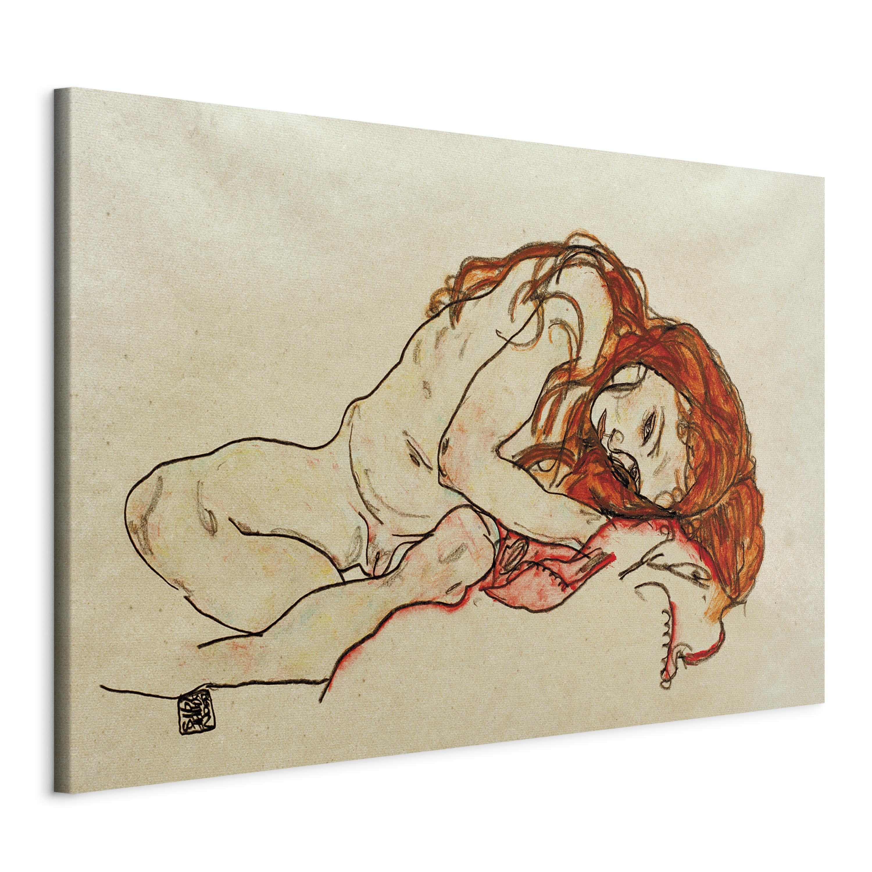 Canvas Print - Crouched Girl With Bowed Head