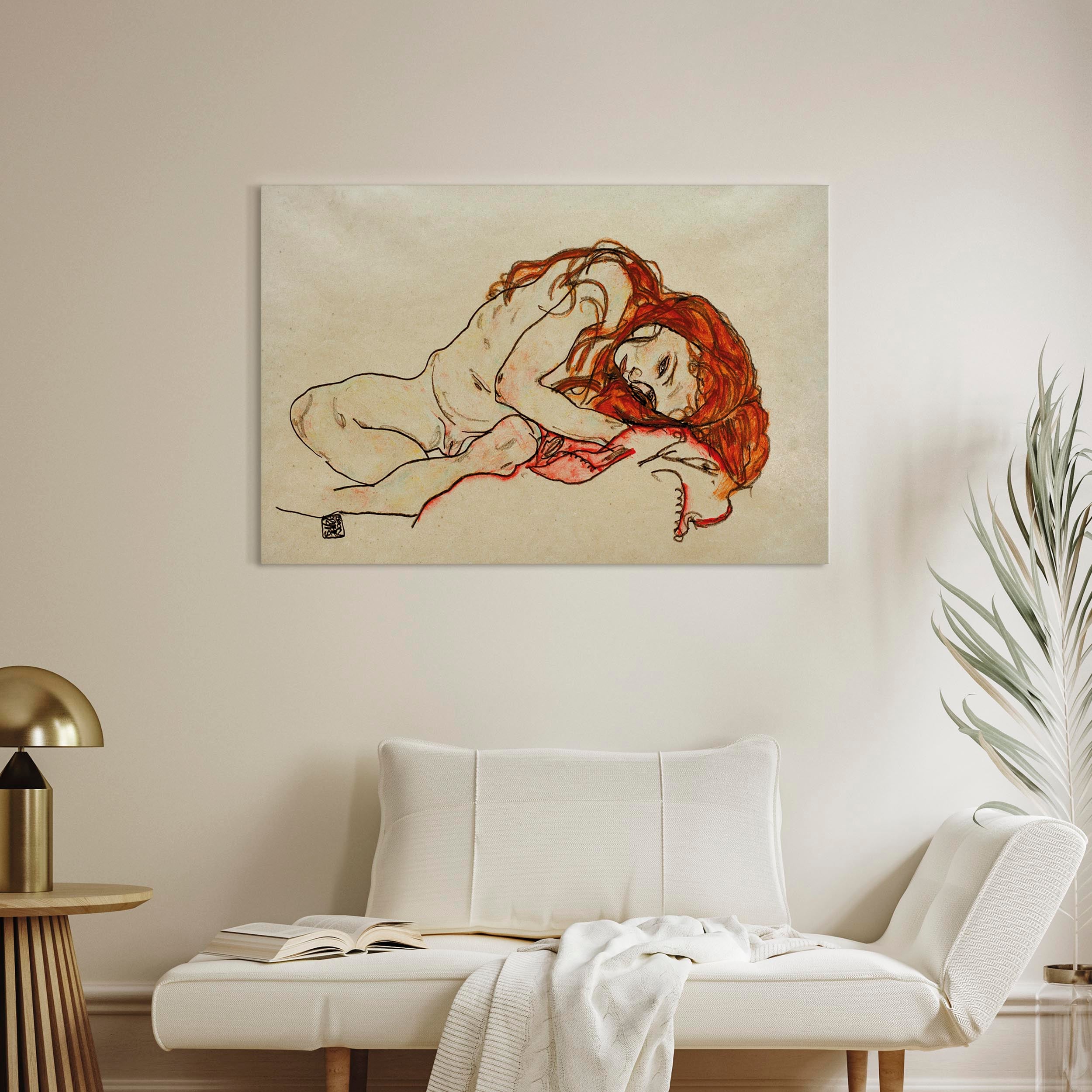 Canvas Print - Crouched Girl With Bowed Head