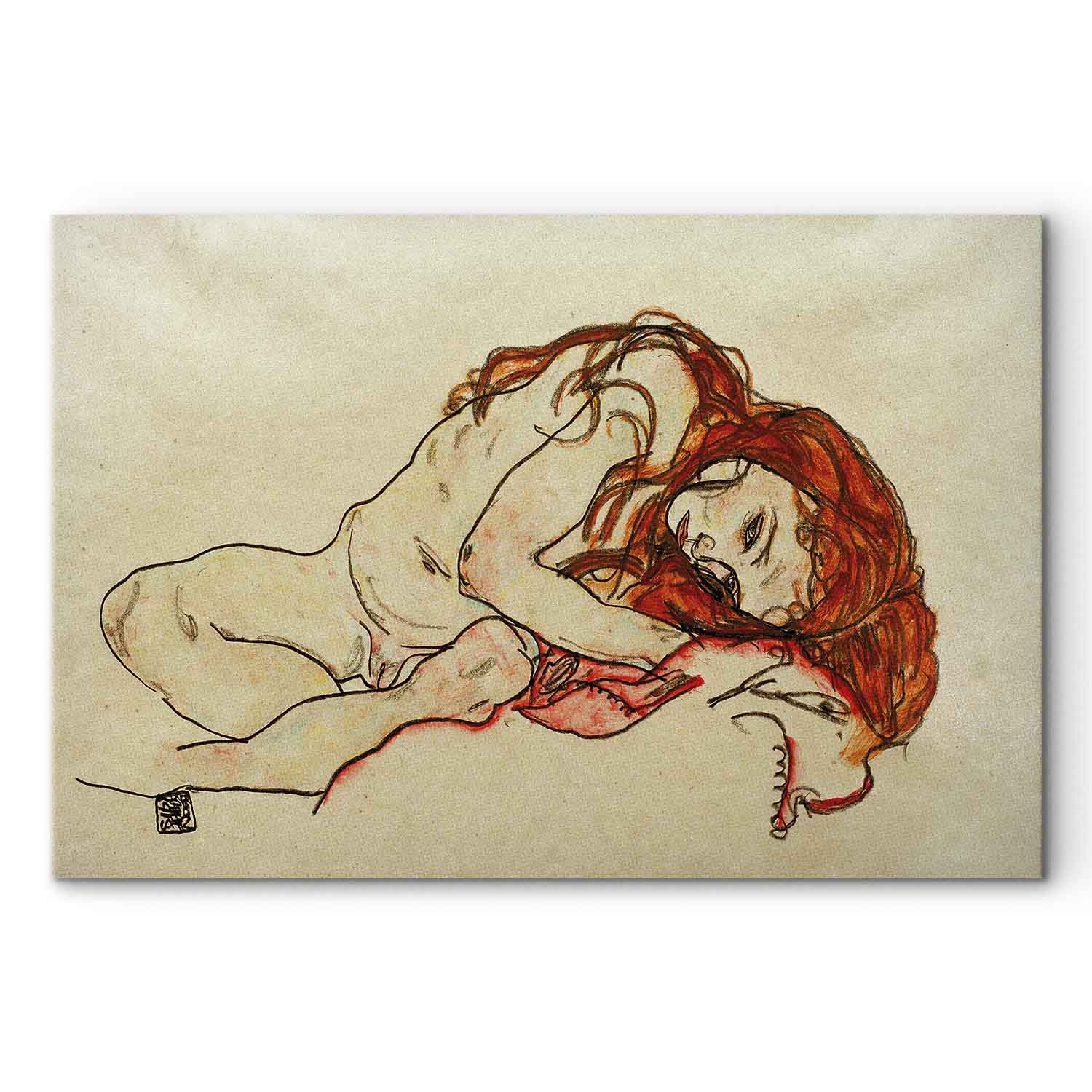Crouched Girl Expressionist Canvas Print