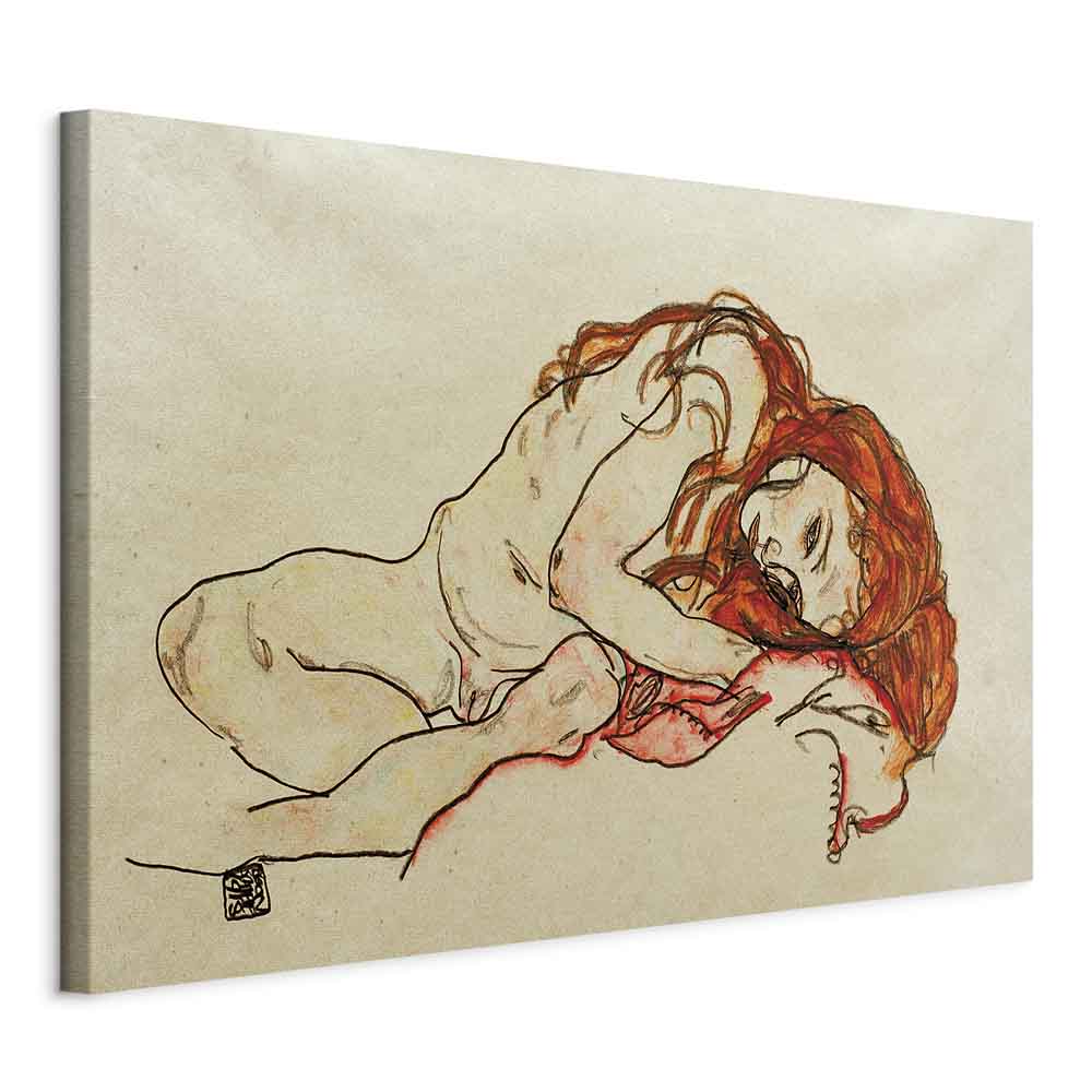 Canvas Print - Crouched Girl With Bowed Head