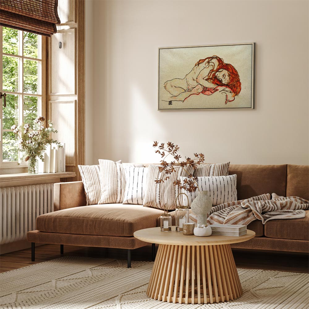 Canvas Print - Crouched Girl With Bowed Head