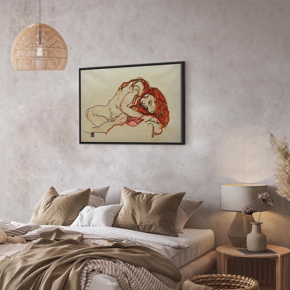 Canvas Print - Crouched Girl With Bowed Head