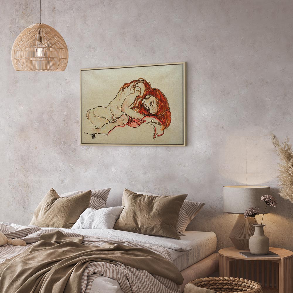 Canvas Print - Crouched Girl With Bowed Head