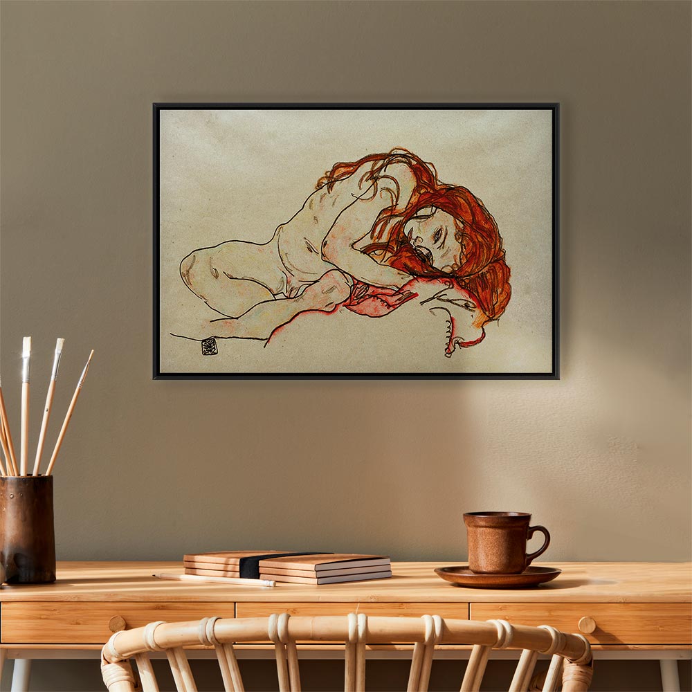 Canvas Print - Crouched Girl With Bowed Head