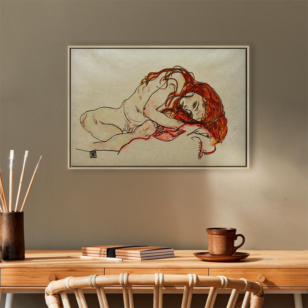 Canvas Print - Crouched Girl With Bowed Head