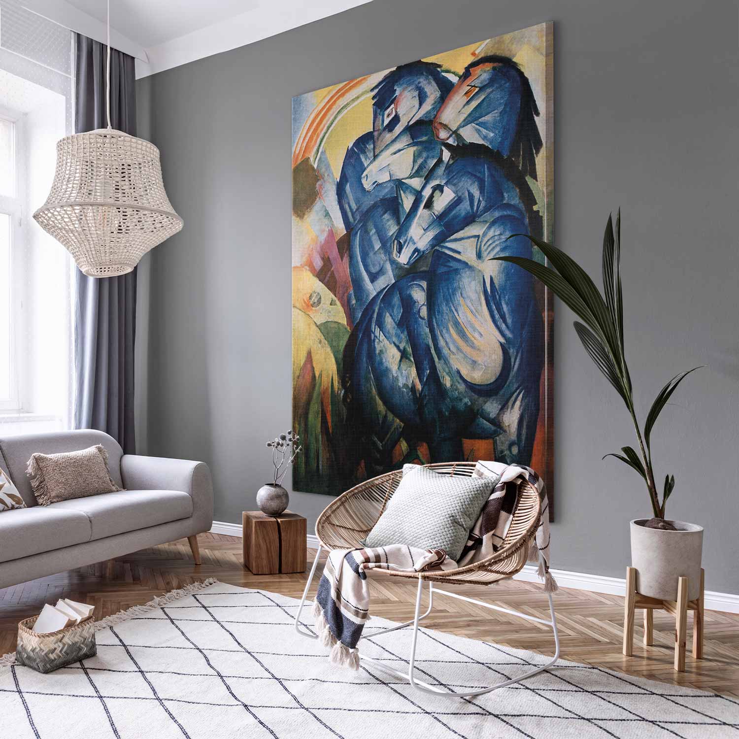 Blue Horse Expressionist DIY Large Canvas Print