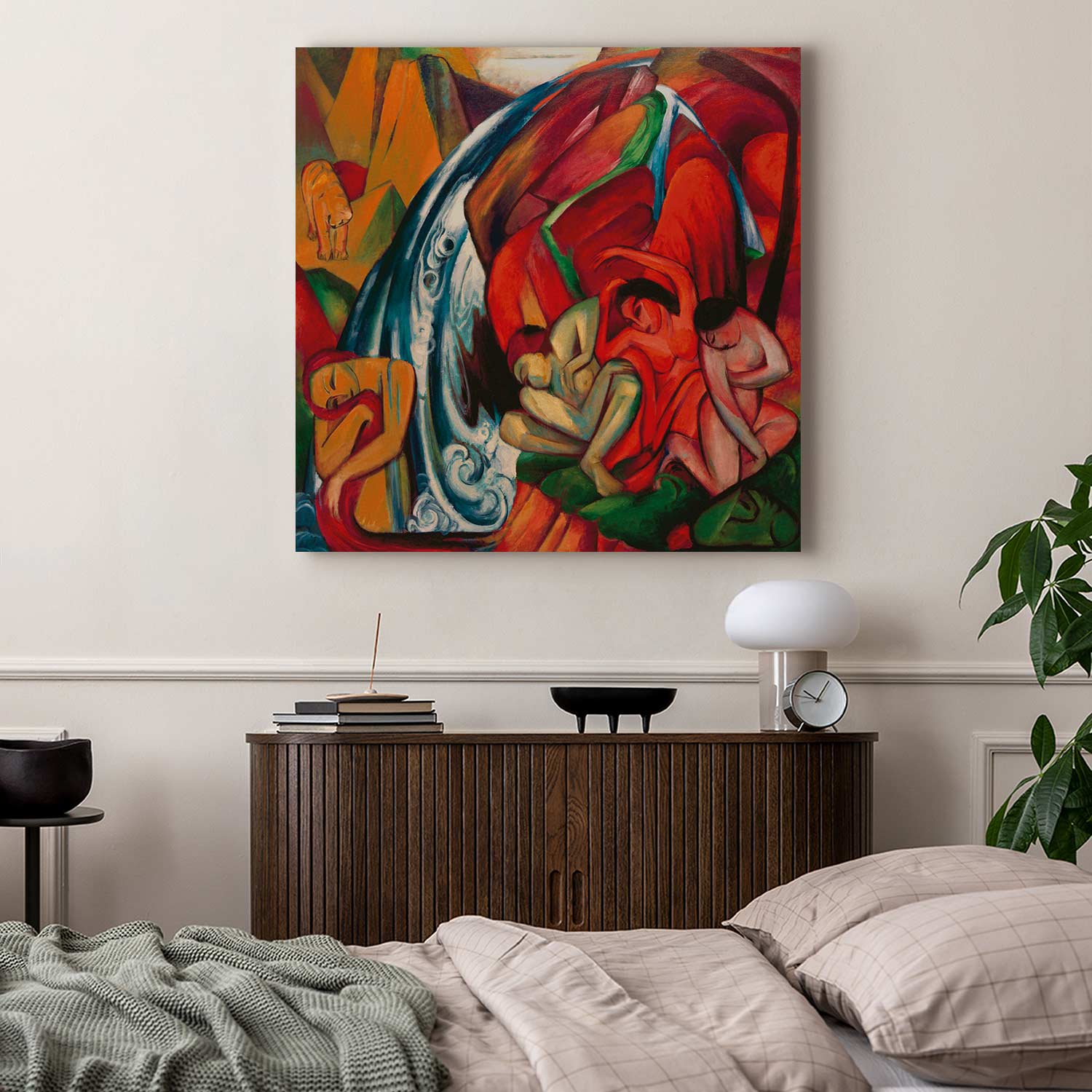 Waterfall Women Expressionist Canvas Print