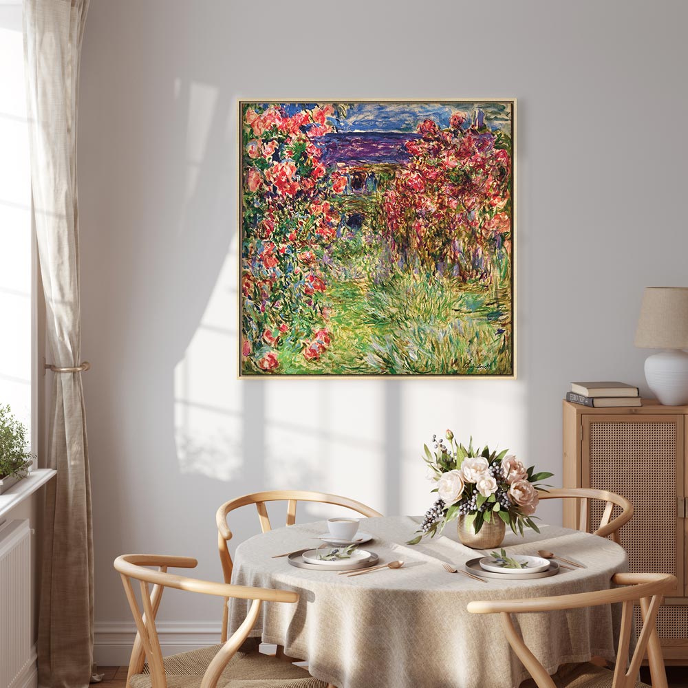 Monet House in Roses Classic Canvas Print