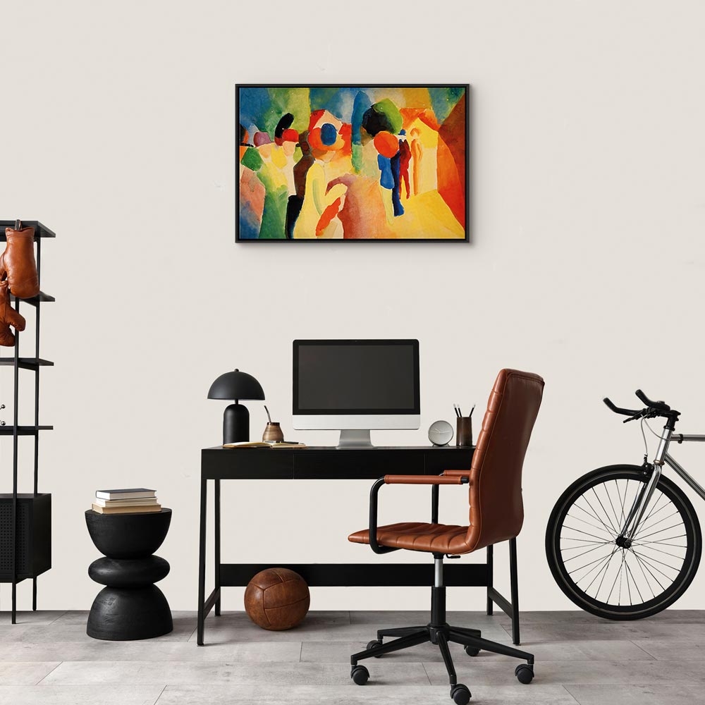 Leinwanddruck – Mit einer Gelbjacke (August Macke)