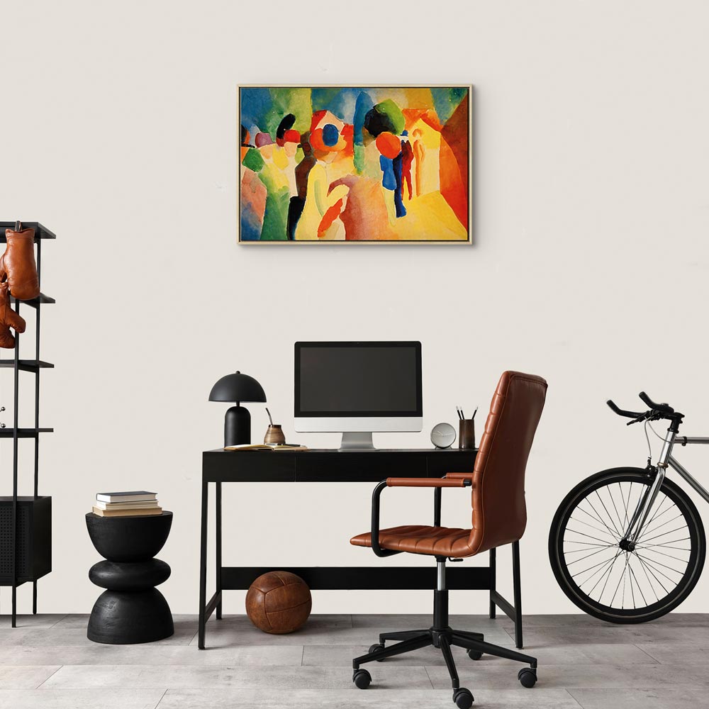 Leinwanddruck – Mit einer Gelbjacke (August Macke)