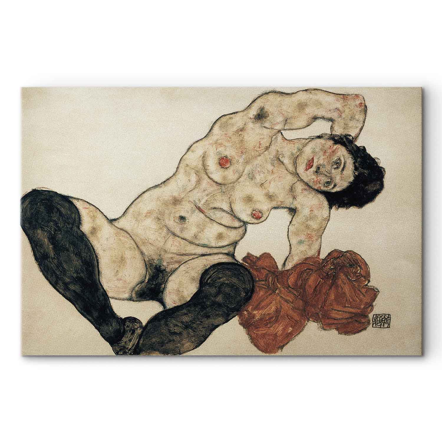 Schiele Reclining Nude Yellow Towel Classic Canvas Print