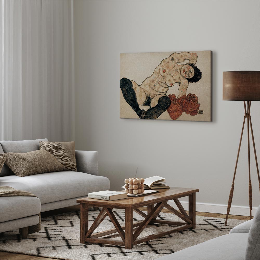 Canvas Print: Reclining Nude with Yellow Towel