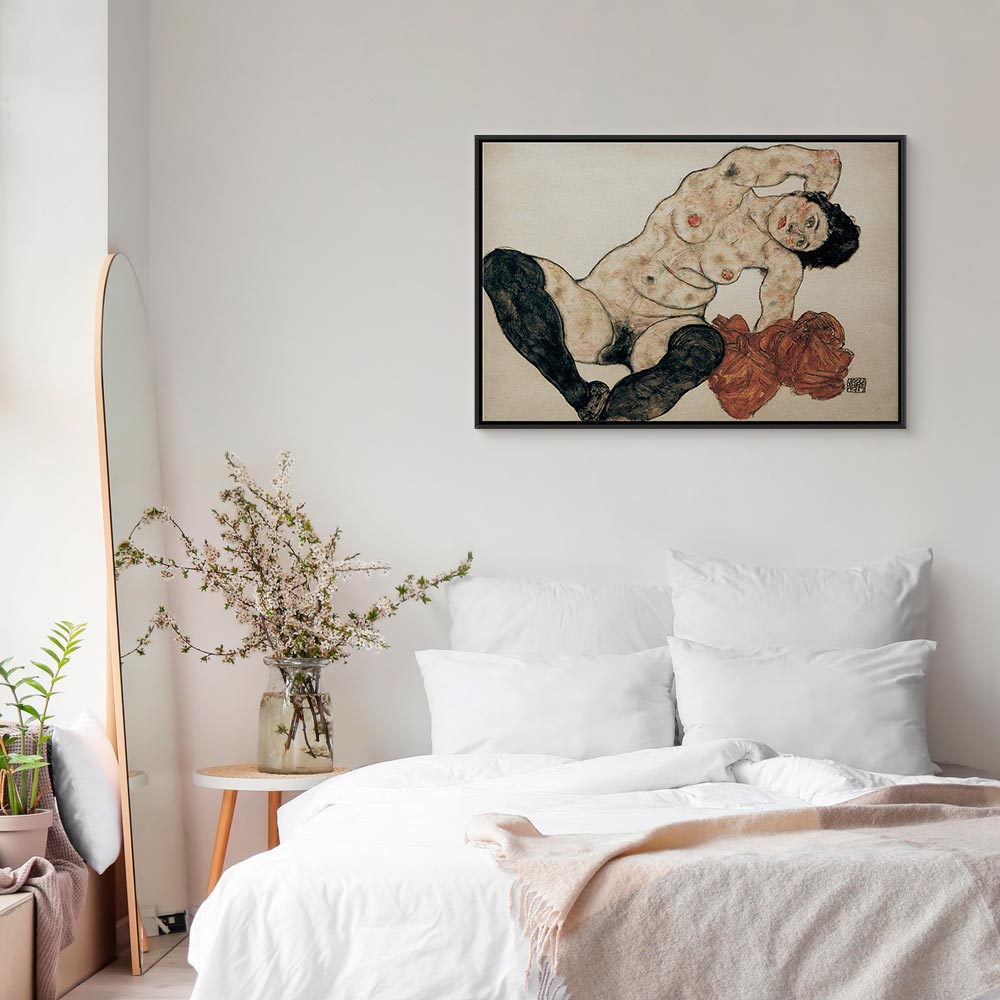 Canvas Print: Reclining Nude with Yellow Towel