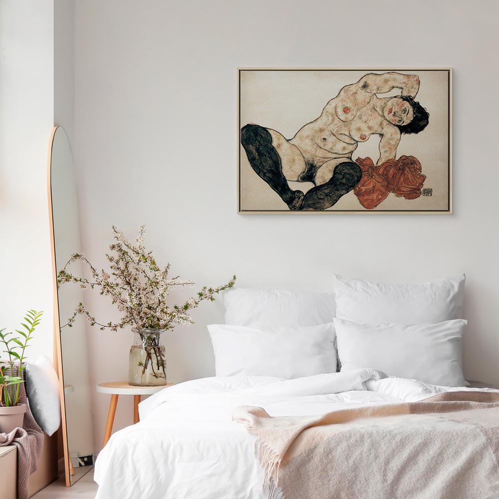 Canvas Print: Reclining Nude with Yellow Towel