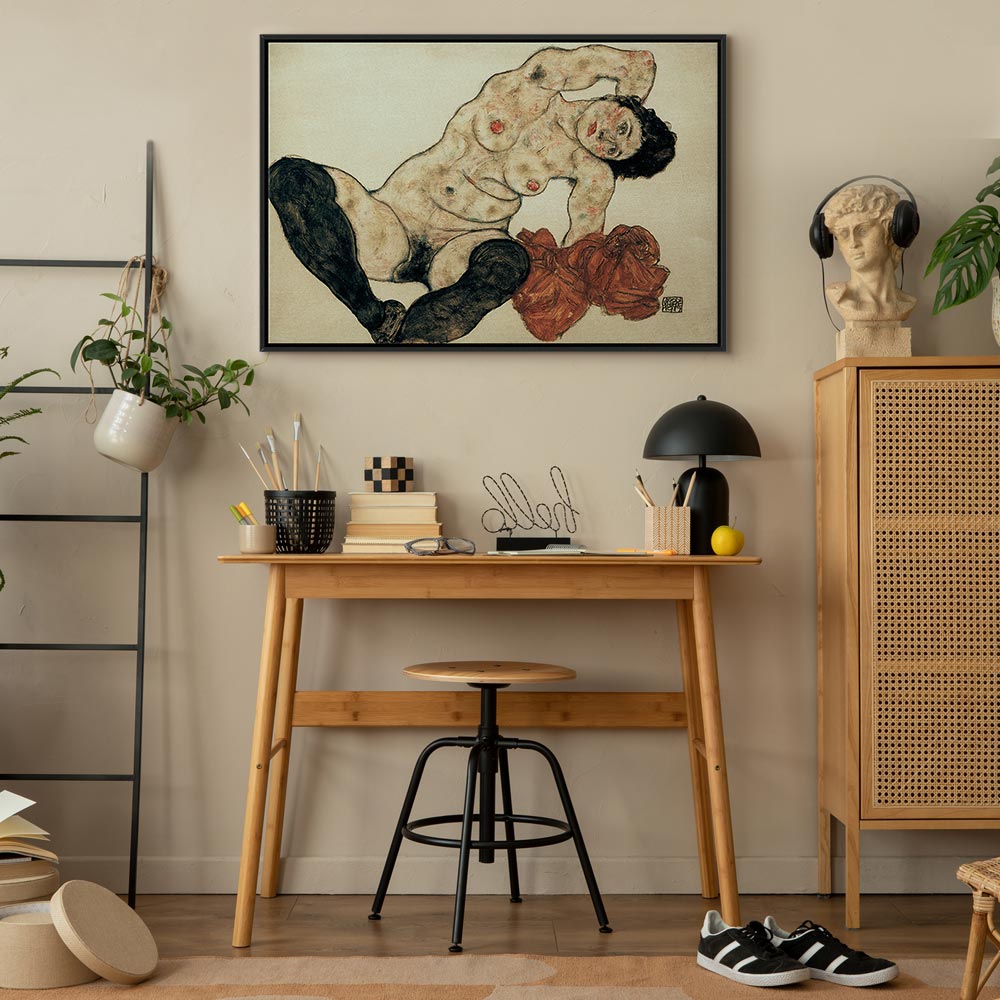 Canvas Print: Reclining Nude with Yellow Towel