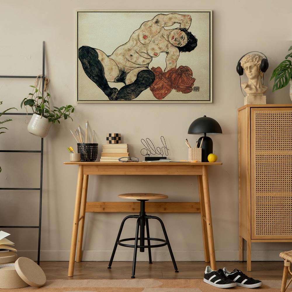 Canvas Print: Reclining Nude with Yellow Towel