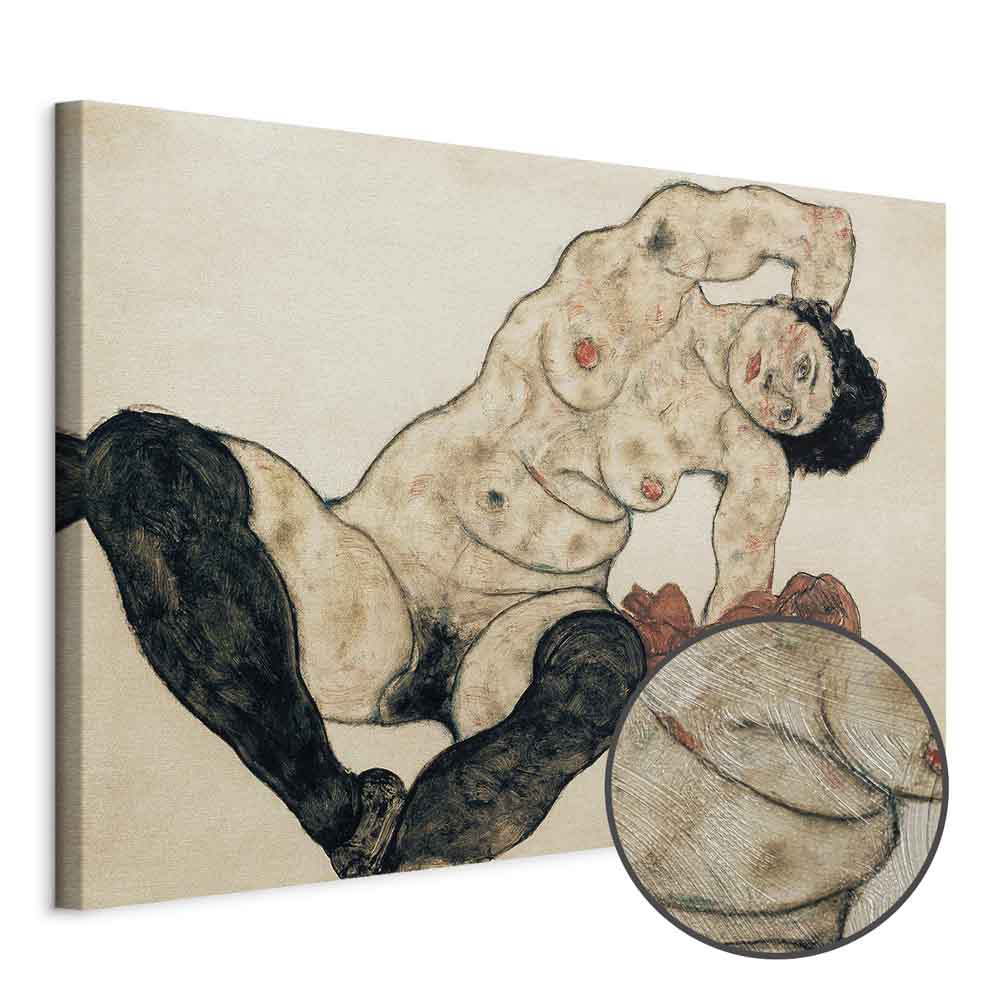 Schiele Reclining Nude Yellow Towel Classic Canvas Print
