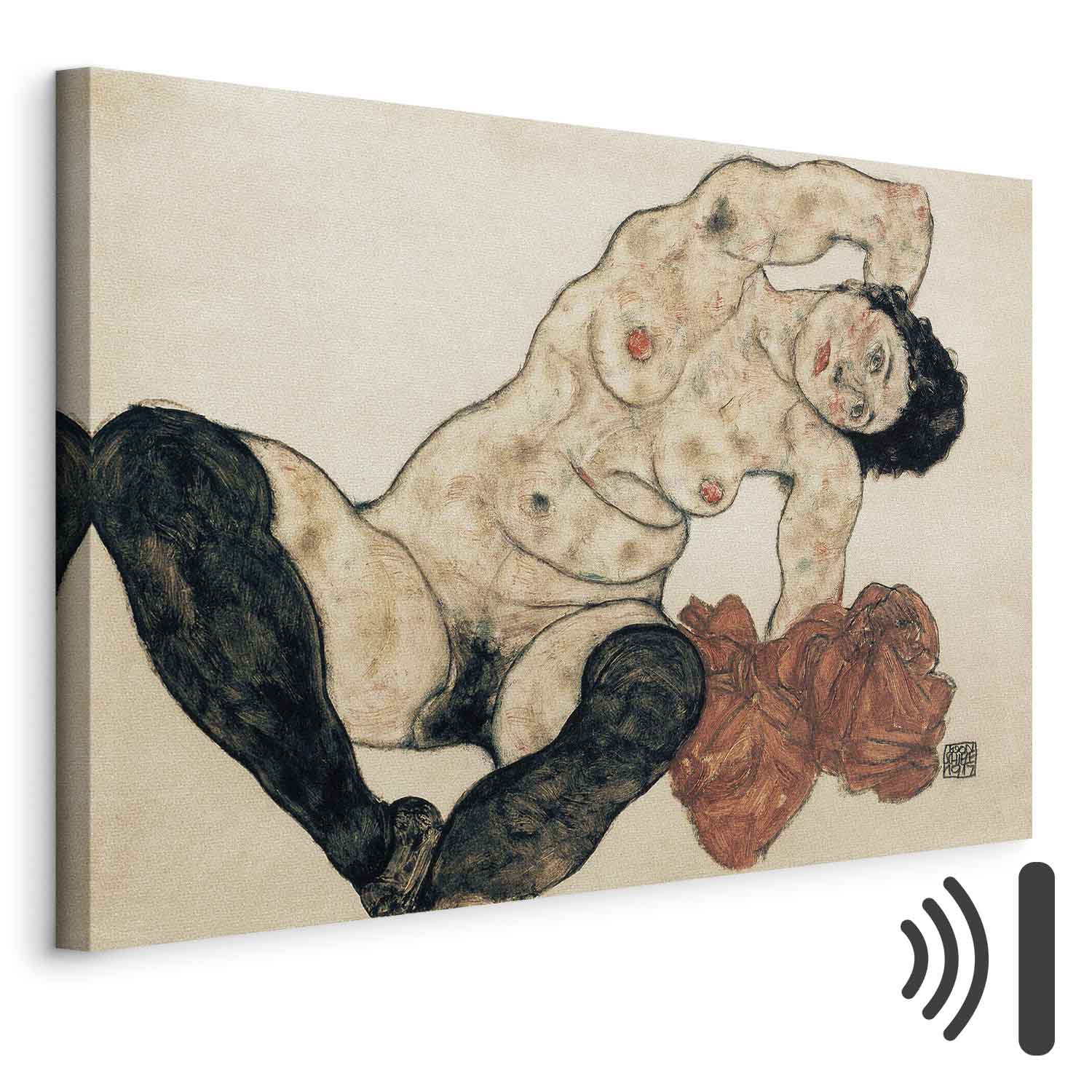 Schiele Reclining Nude Yellow Towel Classic Canvas Print